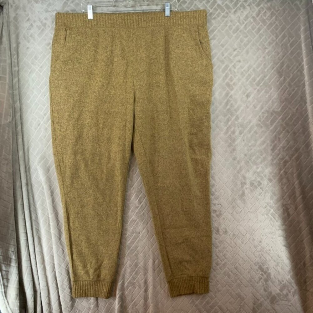 D & Co Active Sweatpants Womens 2X Brown Jogger Tapered Leg High Rise Lounge Gym